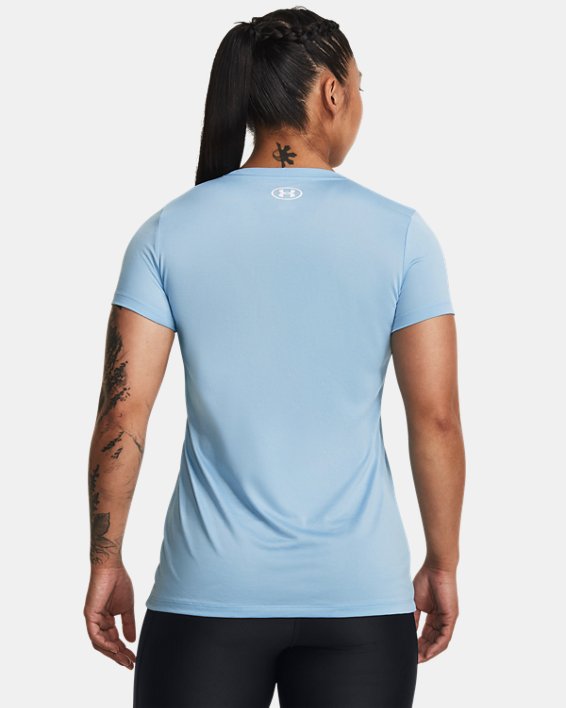 เสื้อแขนสั้น UA Tech™ Graphic สำหรับผู้หญิง in Blue image number 1